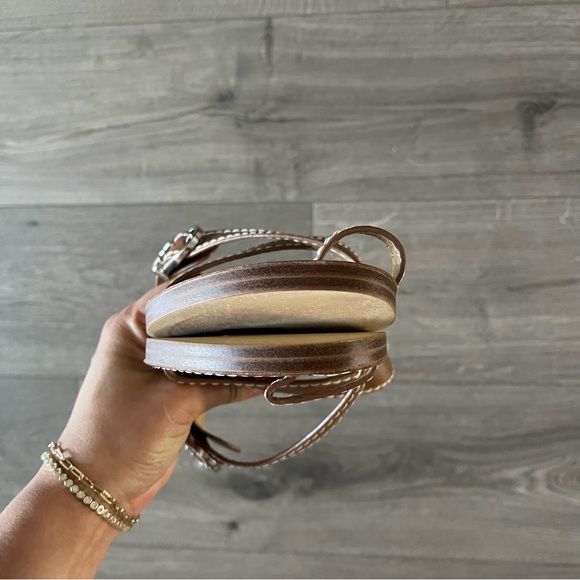 Michael Kors Ashton Flat Sandal Brown Leather Size 8.5 - Picture 6 of 7